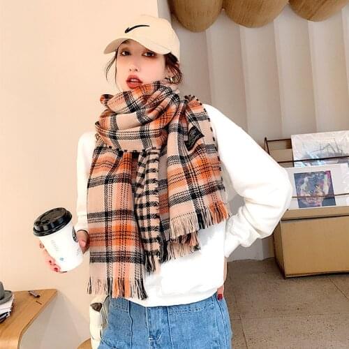 KOI LEAPING new women fashion double-sided grid scarf decoration soft and comfortable scarf gift headband quality shawl