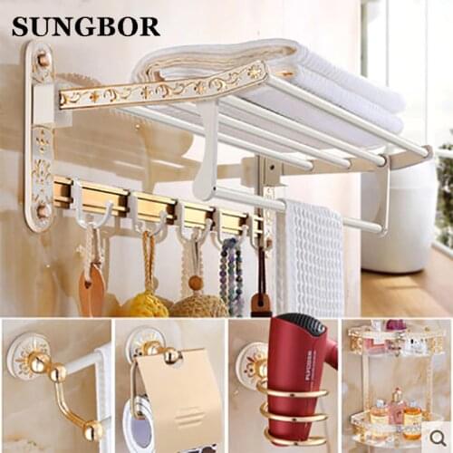 Space Aluminum Fashion White Wall Mounter Bath Hardware Sets Paper Towel Holder Rack Bathroom Accessories OYS-0227R