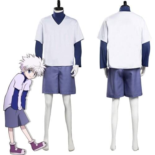 Anime Hunter X Hunter Killua Zoldyck Cosplay Costume Top Shorts Halloween Carnival Costume