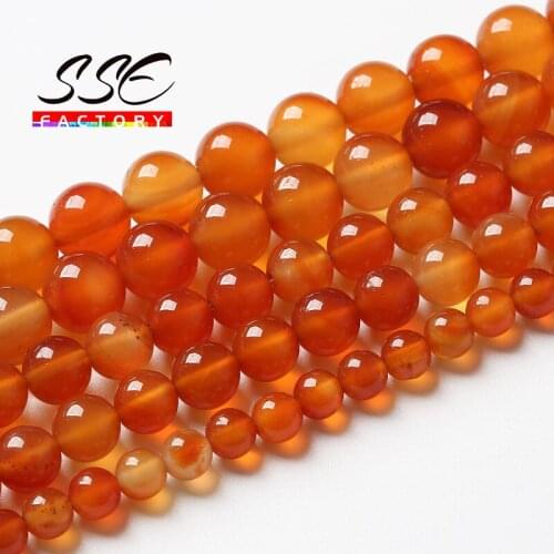 Natural Red Agates Round Loose Spacer Beads Reds Stone Beads DIY Bracelet Needlework Accessories For Jewelry Making 4mm-12mm 15"