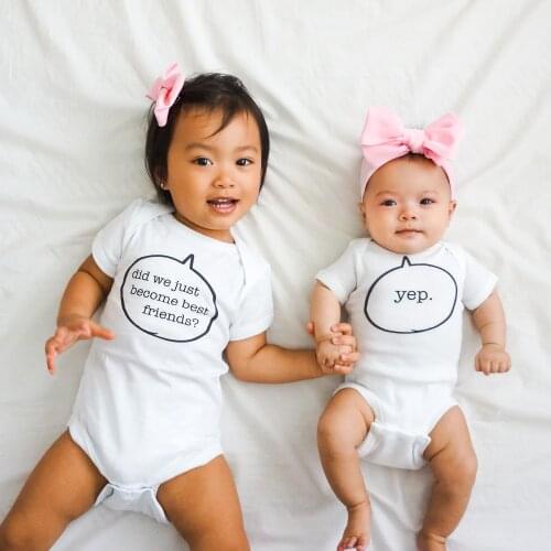 Did We Just Become Best Friends Sibling Shirts Best Friend Summer Short Sleeve Bodysuits s for Twins Baby Shower Gift