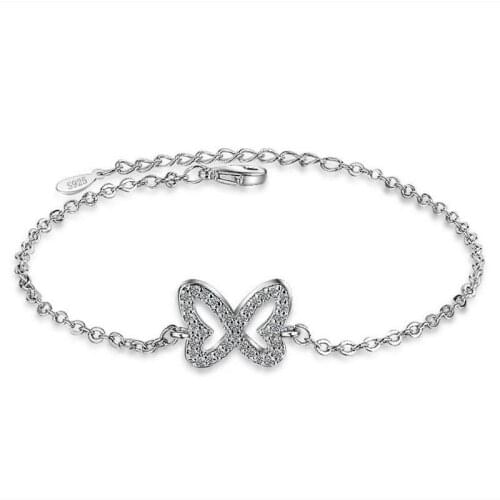 LUKENI Trendy Crystal Butterfly Women Bracelets Jewelry Top Quality Female 925 Sterling Silver Anklets Accessories Hot Lady Gift