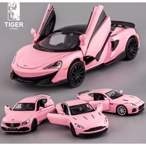 1:32 Pink Martin Alloy Car Model Simulation Mercedes Jaguar Car Model Decoration Parts Sound And Light Sports Car Toy Car