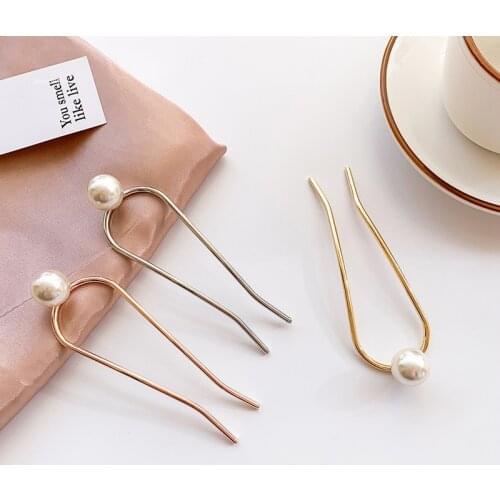 Fashion Hair Sticks Women Hair Clip Simple Elegant Metal Pearl Hair Sticks Girls Hairclip Hair Accessories Japanese Hair Clips