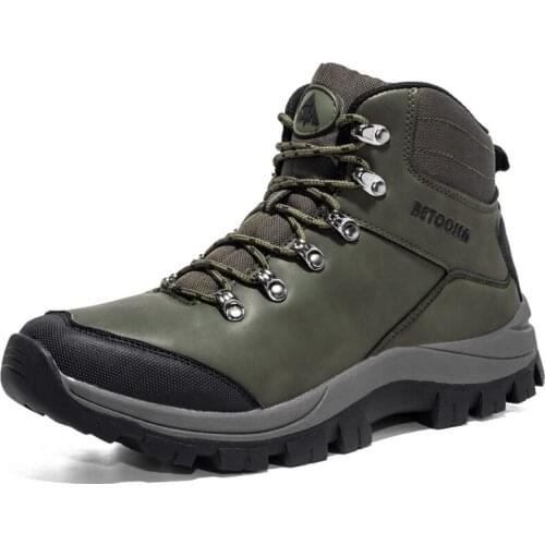 New Mens Winter Boots Warm Man Snow Boots High Quality Leather Waterproof Men Sneakers Outdoor Men Hiking Boots Work Shoes Big