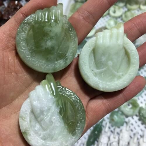 Natural Jadeite Green Jade Ornaments handshape Round card