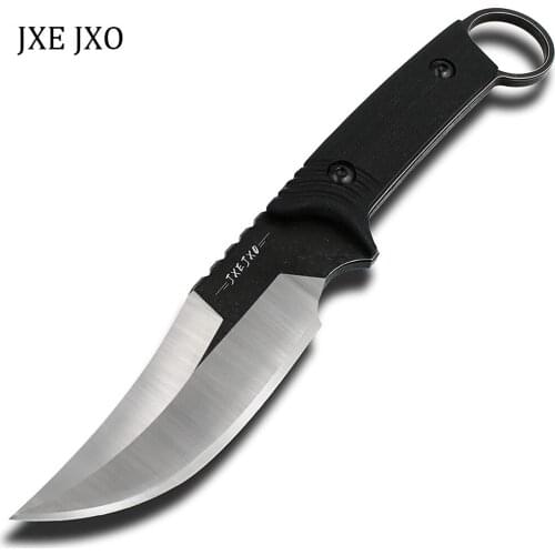 JXEJXO Outdoor Knife Survival hunting Knife Fixed Blade Tactical Knife Full Tang 420HC Steel Camping Hunting Knife Sheath Knife