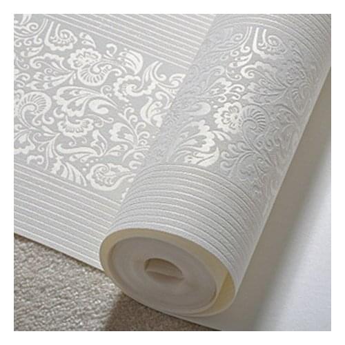 Wholesale 0.53*10m/roll fashion non-woven 3d vertical stripe wallpaper flock printing modern wallpaper roll free shipping