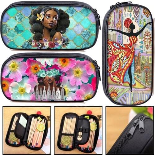 Black Girls God Says You Are Pencil Bag For Teenages Makeup Case Children Beautiful Brown Women School Supplies Pen Box