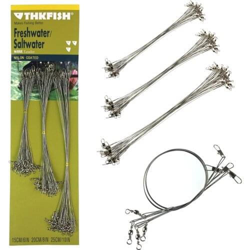 60 Pcs/Lot 15CM, 20CM, 25CM 17lb-26lb Fishing Line Steel Wire Leader With Swivel Fishing Accessory Four Colour Leadcore Leash