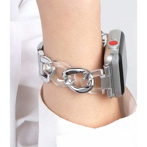 Cowboy Chain Bracelet For Apple Watch 6 Band SE Strap 44mm 40mm Resin Watchbands For iWatch Series 5 4 Applewatch 3 42mm 38mm