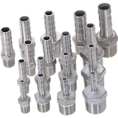 Stainless Steel 304 BSP Male Thread Pipe Fitting X Barb Hose Tail Reducer Pagoda Joint Coupling Connector