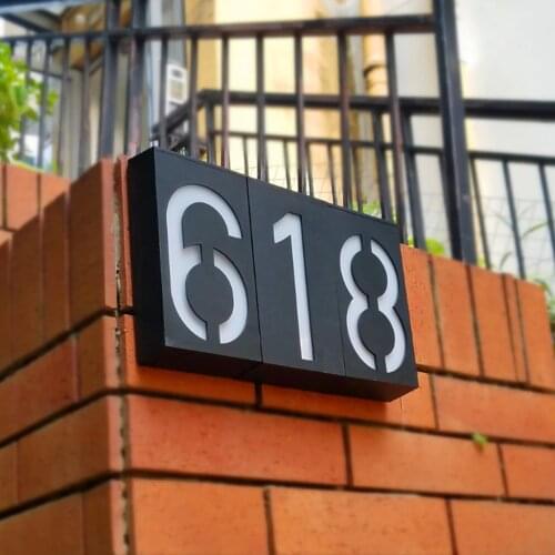 LED Solar Power Light Sign House Hotel Door Address Plaque Outdoor Wall Led Number Digits Plate Lamp Home High Brightness Sign