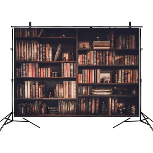 Dark Red Bookshelf Backdrop Party Photography Background Photo Booth Studio Decor