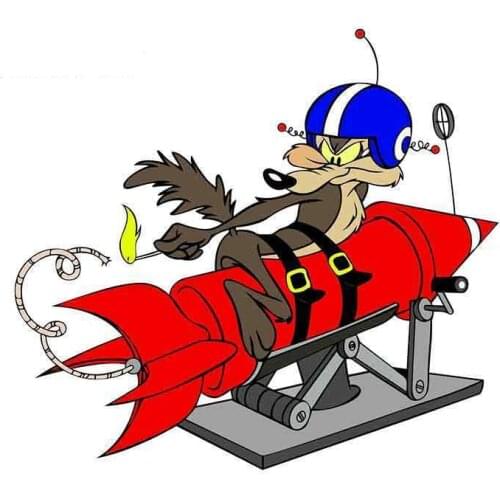 High Quality Cartoon Car Sticker FOR Wile E Coyote Rocket Vinyl Decal Anime Car Stickers Motorcycle Off-road Laptop Trunk Guitar