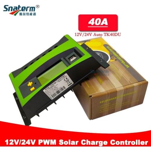 40A High Quality TK40DU 12V 24V Auto LCD Solar PV Charge Controller Regulators double USB output 40A Solar PV Battery Charger