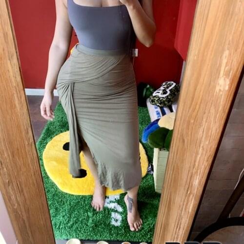 4 Colors European And American Style Kim.K Tailored Butt-Lifting Super Easy To Wear Elastic Waist And Ankle Goddess Split Skirt