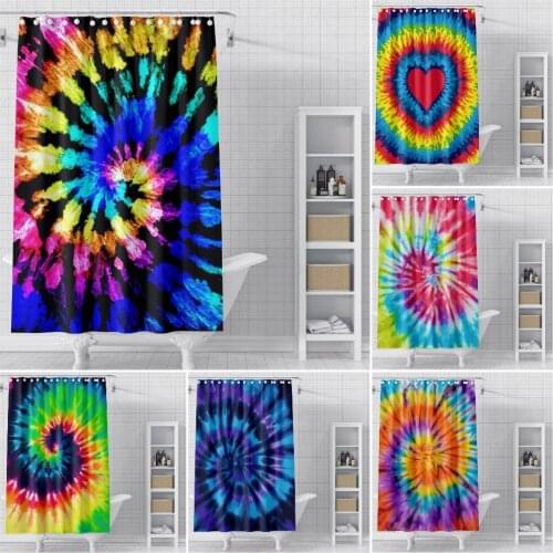 Tie Dye Shower Curtains Colorful Bathroom Curtain douchegordijn Polyester Fabric Waterproof Bathroom Curtain with Hooks