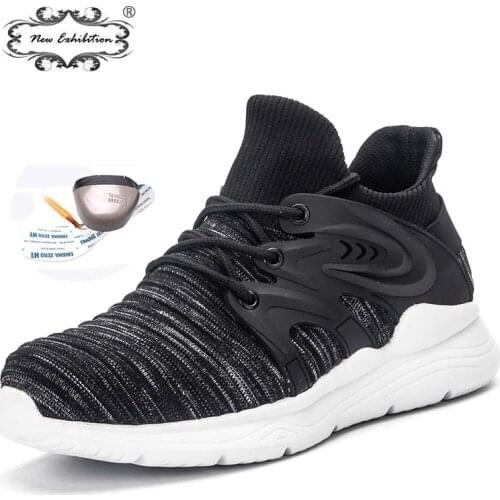 New exhibition Work Safety Shoes Men Outdoor Breathable Mesh Steel Toe Anti Smashing Light Puncture Proof Comfortable Work Boots