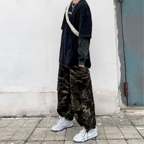 Foufurieux Camouflage Cargo Pants Women Harajuku Autumn Streetwear Oversize Unisex Straight High Waist Trousers Fashion Hip Hop
