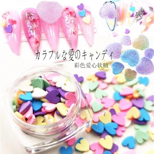 1 box/pack Japan Alloy Nail Art Charms Decals 5.5mm Lovely Candy Colors Love Heart 3D Metal Accessories Bride Nail Sticker DIY