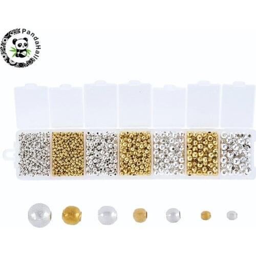 1 Box Mixed Color Iron Round Spacer Beads Metal Beads Smooth Ball Spacer Beads For Jewelry Making DIY Bracelet Necklace 2~5mm