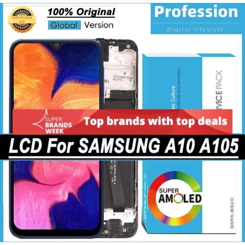 100% Original 6.2" LCD for SAMSUNG Galaxy A10 A105 A105F SM-A105F Full LCD Display Screen Digitizer Assembly with Service pack