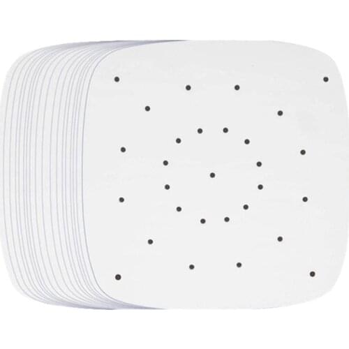100Pcs Air Fryer Parchment Paper Perforated Unbleached Square Air Fryer Liners Steaming Parchment Liner