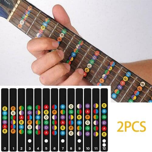 2Pcs/Set Guitar Fretboard Notes Map Labels Sticker Fingerboard Fret Decals Guitar Accessories 6 String Acoustic Electric Guitarr