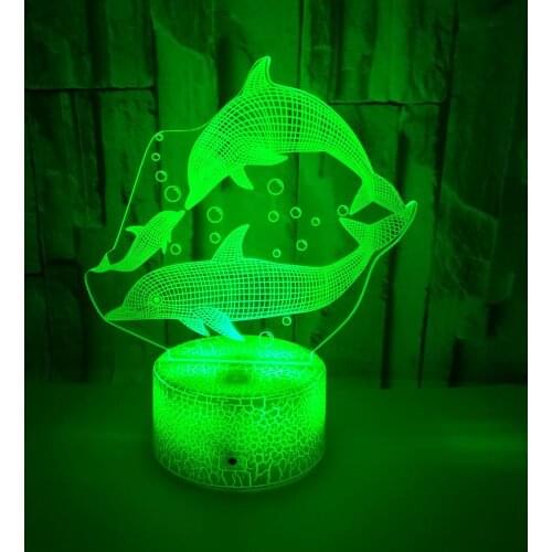 Dolphin Series Colorful Night Light Creative 3D LED Table Desk Lamp 16 Color Change Remote/Touch Control Kids Gift Room Decorati