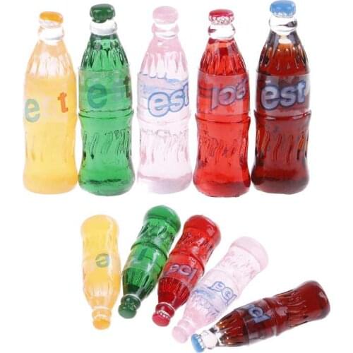 5pcs Cute Resin Simulation Food 3D Soda Cola Bottle DIY 1:12 Dollhouse Miniature Decoration Resin Crafts Kitchen Toys