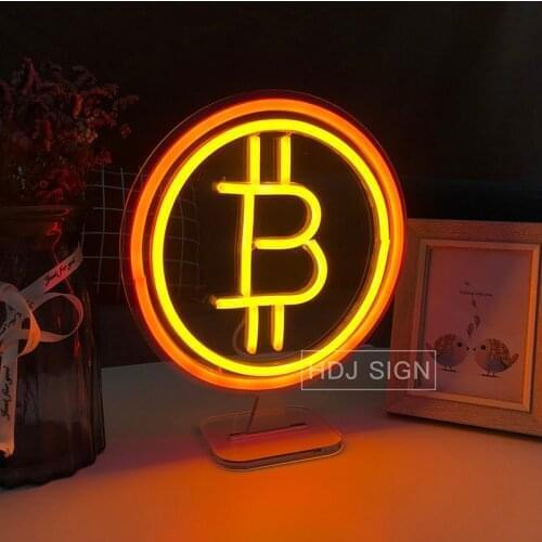 Bitcoin Neon Light USB Charging Bar Home Bedroom Nightclub Atmosphere LED Creative Table Decor Light Desk Lamp Wall Decor