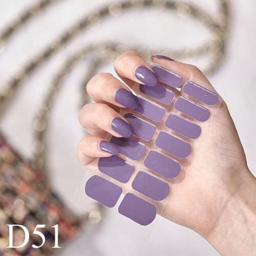 D51 Nail Art DIY Full Cover Self Adhesive Stickers Foils Tips Wraps Solid color Shiny Nail Decals Manicure