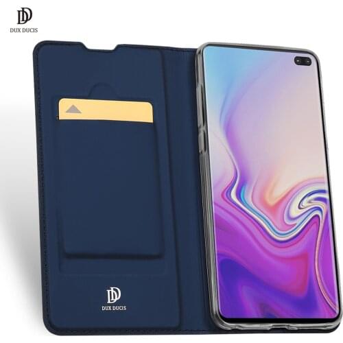 For Samsung Galaxy S10 Plus DUX DUCIS Skin Pro Series Flip Cover Luxury Leather Wallet Case Full Good Protection Steady Stand