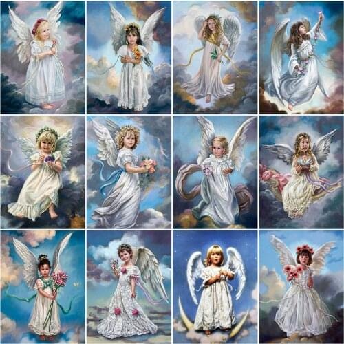 HUACAN Painting By Number Angel Frame Handpainted Canvas Modern Coloring By Numbers Girl Portrait For Home Decor DIY Gift