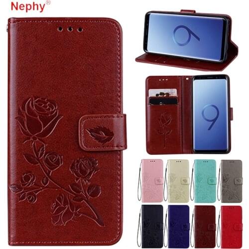 Flip Leather Case For Samsung Galaxy S5 S6 S7 Edge S8 S9 Plus A3 A5 J3 J5 J7 J1 2016 2017 Grand Prime Rose Pattern Wallet Cover