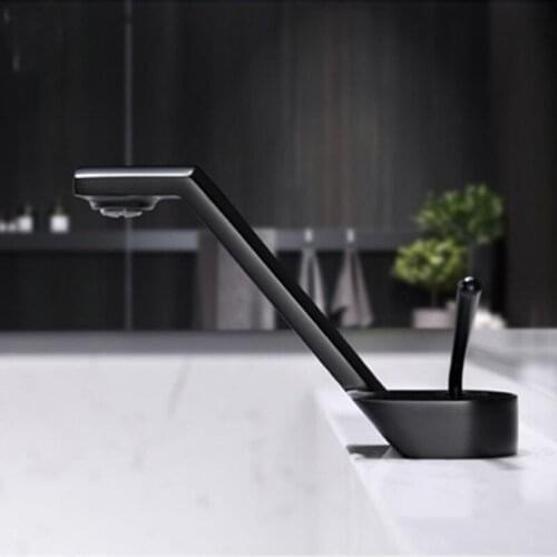 Brass Brushed Gold BlackGrey Tilt Basin Faucet Single Handle Switch Mixer Tap Hot/Cold Bathroom Water Saving Kitchen Accessories