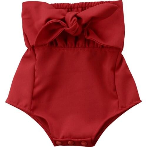 Off Shoulder Summer Newborn Toddler Baby Girl Clothes Bowknot Romper Jumpsuit Outfits