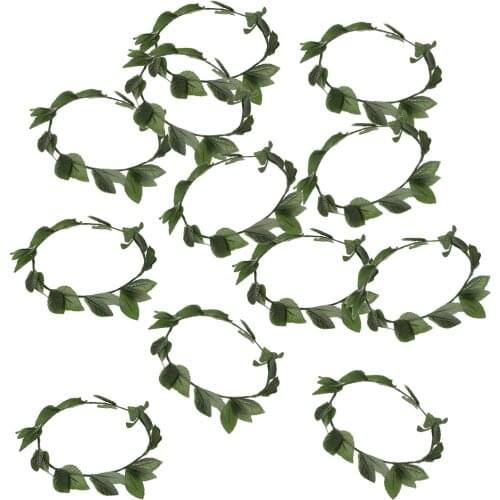 Pack of 12pcs Greek Roman Goddess Toga Headband Plastic Green Leaves Laurel Wreath Head Band Party Photo Props