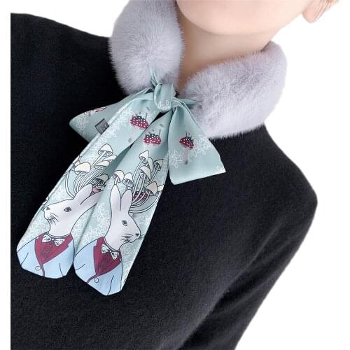 New Hot Ins Style Plush Scarf Winter Warm Collar Lady Scarves With Ribbon Imitation Rabbit Fair Student Neckerchief