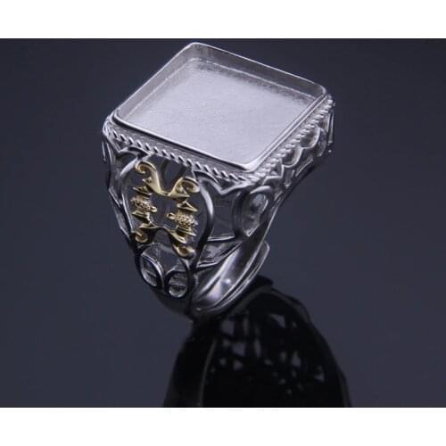 16*16mm 925 STERLING SILVER Semi Mount Bases Blanks base blank Pad VINTAGE rings ring Setting jewelry findings men DIY A1335