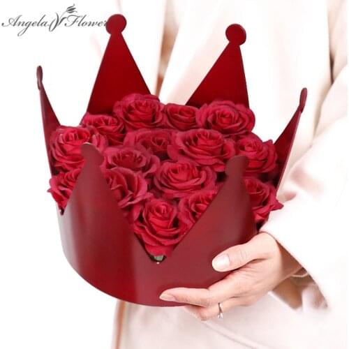 Flower Crown Gift Box Birthday Cake Hat Soap Flower+Plastic Steel Packaging Box Wedding Party Valentines Day Gift Home Decor
