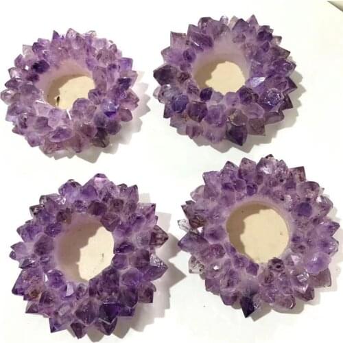 Natural Amethyst Candlestick Rough Stones HealingStones For Home Decoration