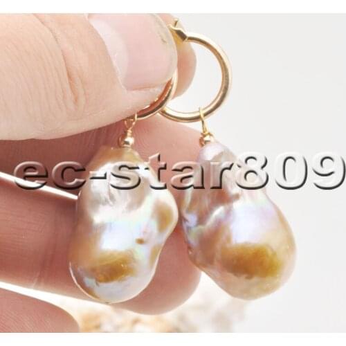 P6517 24mm Lavender BAROQUE DROP KESHI Reborn Pearl Dangle Earring