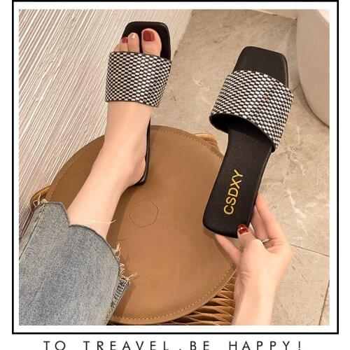 Gold Silver Mules Falt Heels Slippers 2021 Summer Luxury Design Women Rhinestone Slides Fashion Flip Flops Big Size Slippers