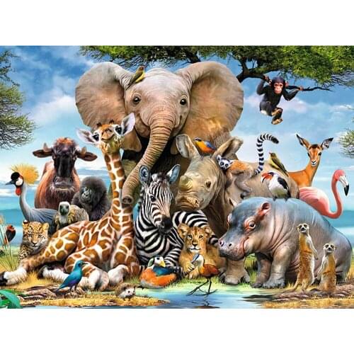 Wen Zuan Animals Diamond Painting 5D Cartoon Elephant Mosaic Cross Stitch Full Square Diamond Embroidery Childrens craft Gift