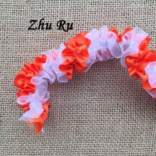 ZHU RU 30mm width lace silk Cord Fold Double layer Rope Jewelry Findings Accessories Jewelry Making Material For Bracelet