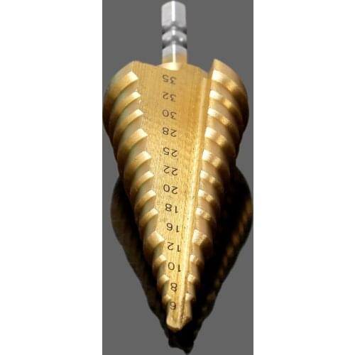 1 Pc 6-35mm Hole Cutter HSS Steel Step Cone Drill Tool Titanium Coated 1/4" Hex Shank Wood Drilling