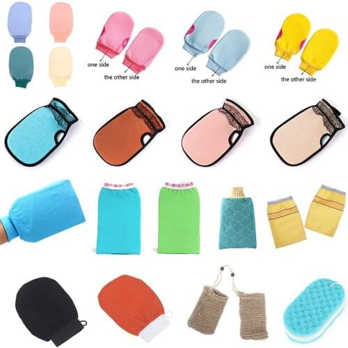 1pc Soft Bath Hair Removal Gloves Exfoliating Body Scrub Facial Massage Peeling Gloves Towel Bathroom Wash Body Accessories