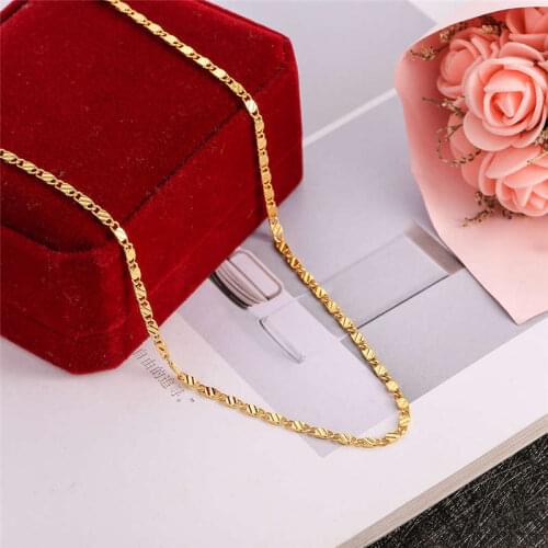 Fashion Unisex Mariner 2mm Flat Chain Necklace Gold Punk Jewelry For Anniversary Day Jewelry 1PC